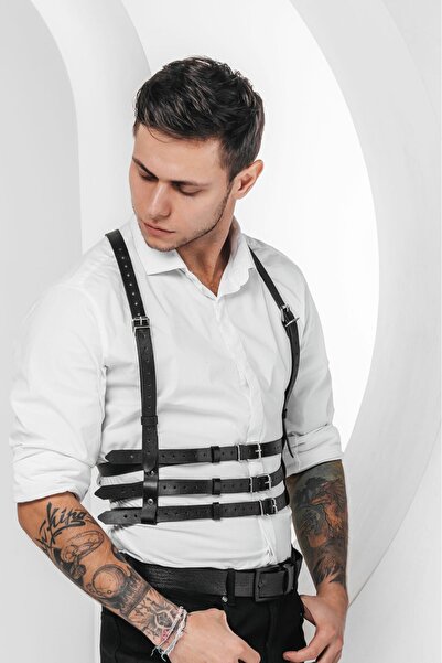 Sweet Demon Men's Leather Stripe Belt - Adjustable Punk & Gothic Style Accessory