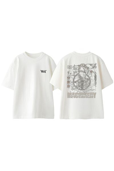 THEWERT Machinery of  Design Back Printed Cotton White Oversize T-Shirt