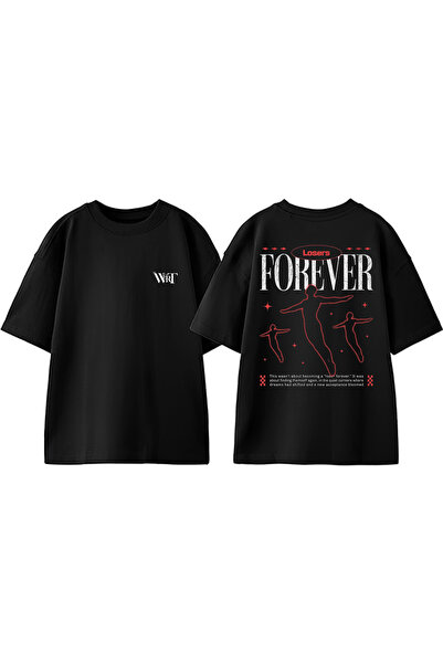 THEWERT Losers Forever dizajn rukavica Štampano Pamuk crna Oversize kroj T-shirt