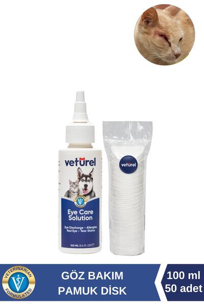Veturel Kedi Akıntı Alerji Kızarıklık Gözyaşı Lekesi 100ml Disk Pamuk 50li