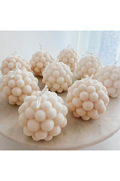 homeartplus 3 Lü Dekoratif Vanilya Kokulu Top Bubble Mum (ÖLÇÜSÜ; 5X5CM)