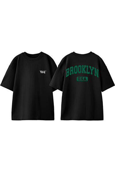 THEWERT Brooklyn U.S.A dizajn rukavica Štampano Pamuk crna Oversize kroj T-shirt