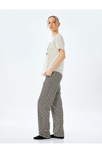 Koton Leopard printed short sleeve pajama set.