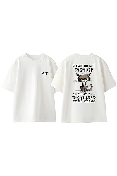 THEWERT I Am Disturbed Design Πίσω Βαμβακερό μπλουζάκι με στάμπα λευκό oversize
