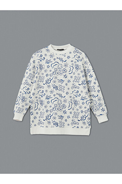 LC Waikiki LCW Modest Desenli Oversize Kadın Sweatshirt Tunik