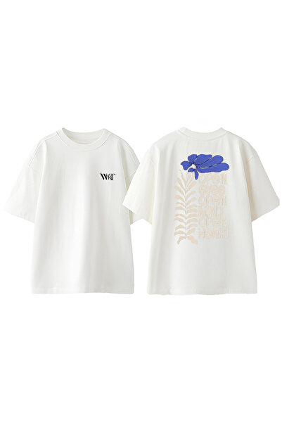 THEWERT Ruksak Open Eyes Design Štampano Pamuk Beli Oversize kroj T-shirt