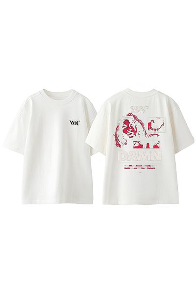 THEWERT Μπλουζάκι Kendrick Lamar Damn Design Back Printed Βαμβακερό λευκό oversize μπλουζάκι