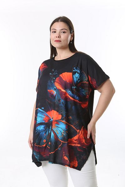 XL Modam Women's Digital Printed Short Sleeve Large Size Tunic