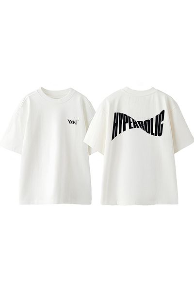 THEWERT Μπλουζάκι Hyperbolic Design Back Printed Βαμβακερό Λευκό Oversize