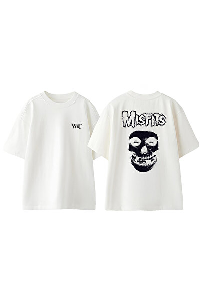 THEWERT Mısfıts Dizajn Leđa Štampano Pamuk Bela Oversize kroj T-shirt