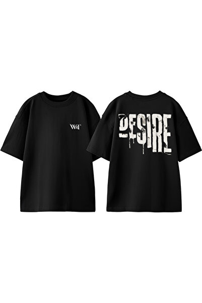THEWERT Tricou oversize negru din bumbac cu imprimeu What The Hell Design