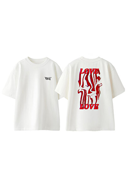 THEWERT Love Love Design Rukotvorska Torba Štampano Pamuk Bela Oversize kroj ...