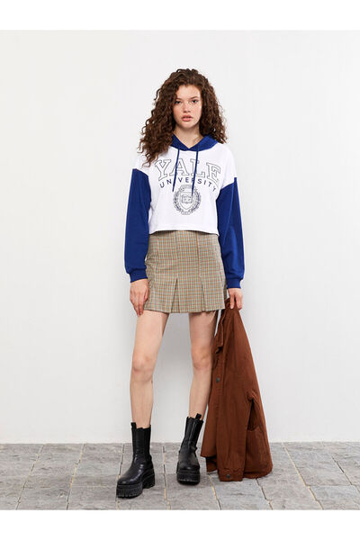 LC Waikiki Γυναικείο μακρυμάνικο φούτερ με στάμπα Özmarka New Season με κουκούλα