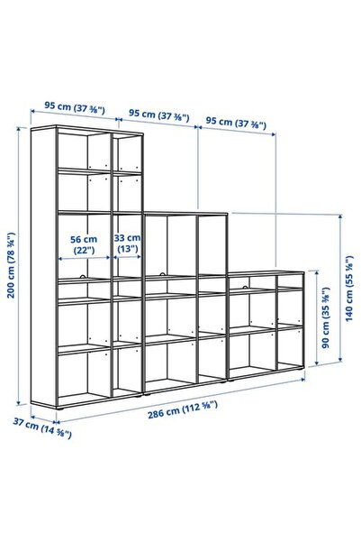 IKEA VIHALS, açık dolap, koyu gri, 286x37x200 cm