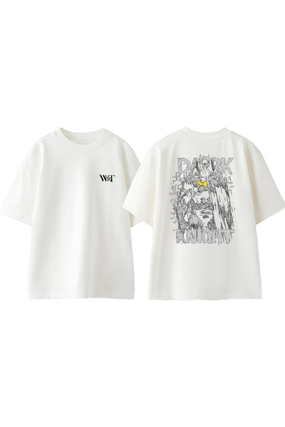 THEWERT Dizajn Mračnog viteza Leđa Štampano Pamuk Bela Oversize kroj T-shirt