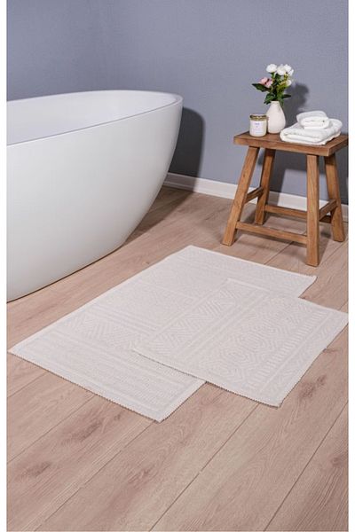 ÇIQRIK HOME Σετ 2 τμχ Αντιολισθητικό Βαμβακερό Σετ Τουαλέτας-Σετ Πατάκι