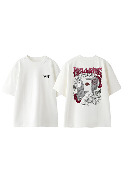 THEWERT Hellsine Design ranac Štampano Pamuk beli Oversize kroj T-shirt