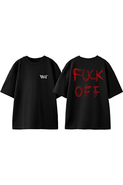 THEWERT Μπλουζάκι Fck Off Design Back Printed Βαμβακερό Μαύρο Oversize T-shirt
