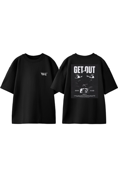 THEWERT Get Out Design Rukotvorska Torba Štampano Pamuk Crna Oversize kroj T-...