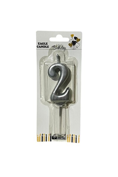 Candle Alya-butık 10 Cm 2 Yaş Doğum Günü Büyük Rakam Sayılı Pasta Mumu Gümüş ...