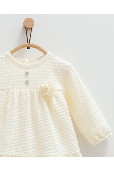 Caramell Baby Girl Dress Flower Detailed 100% Cotton