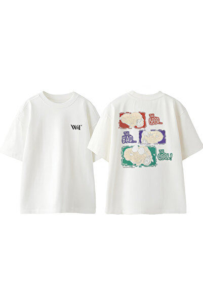 THEWERT Dobar Loš Cool Dizajn Nazad Štampano Pamuk Bela Oversize kroj T-shirt