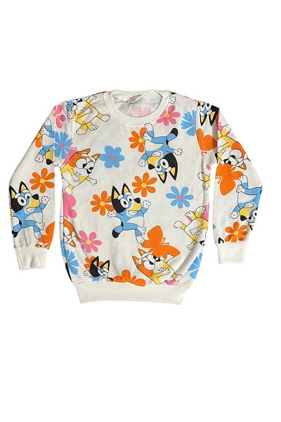 Arya Nisa Kids ARYA NISA KIDS - Σετ πιτζάμες για κορίτσια με μακρυμάνικο μοτίβο λευκό μπλε, βαμβακερό στολισμένο
