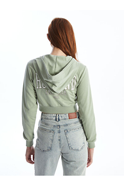 LC Waikiki Γυναικείο φούτερ με κουκούλα με φερμουάρ - εμπριμέ