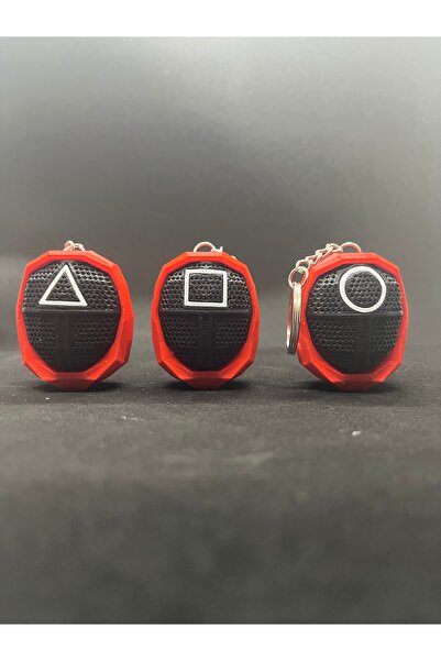 Katmanist سلسلة مفاتيح لعبة الحبار - مجموعة من 3 قطع مثلثة ومربعة ودائرة ملثمة