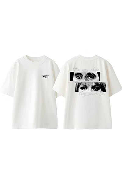 THEWERT The Eyes Chico They Never Lie Tricou oversize alb din bumbac imprimat pe spate