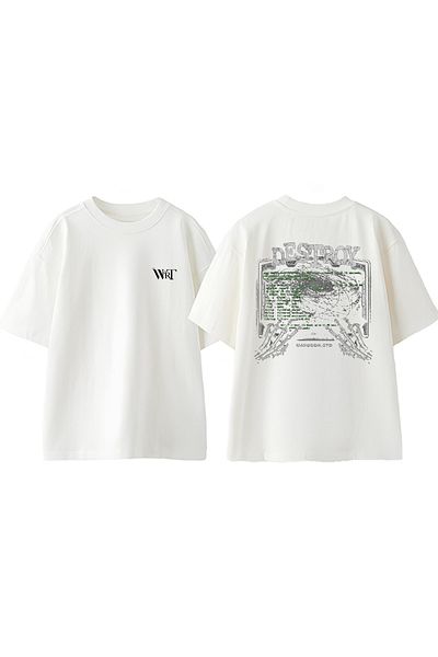 THEWERT Μπλουζάκι Destroy Design Back Printed Βαμβακερό Λευκό Oversize