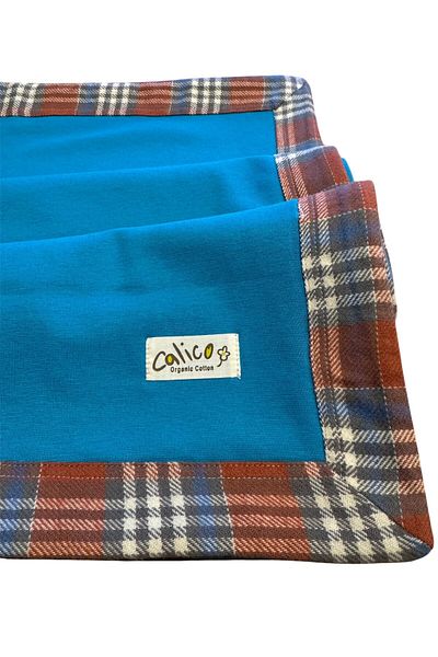 Calico Multi-Purpose Organic Blue Baby Blanket