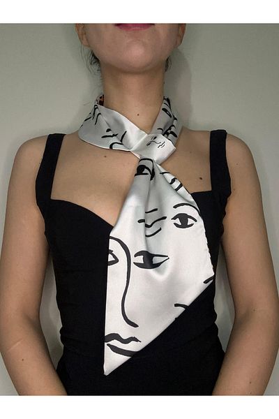 ElevaGlam Leopard Print Face Icon Tie Scarf