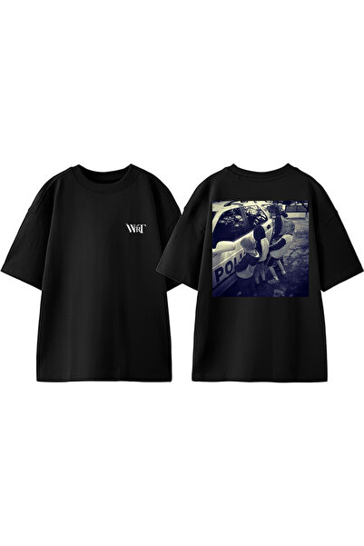 THEWERT Dizajn WC šolje Štampano Pamuk Crna Oversize kroj T-shirt