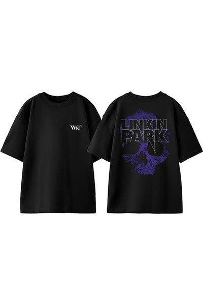 THEWERT Linkin Park Purple Head Design Tricou oversize negru din bumbac impri...