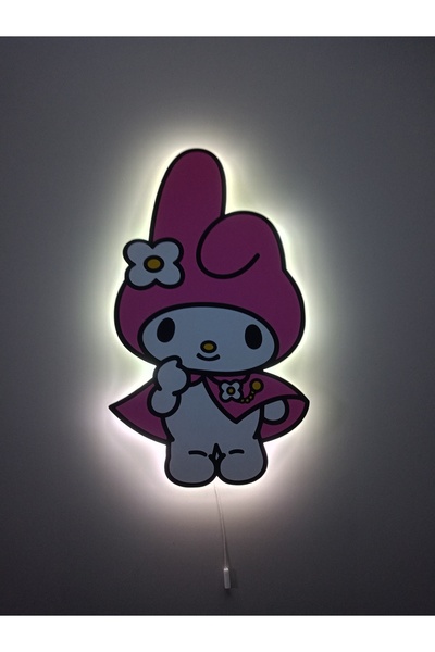 UViolets Dekoratif Ahşap Baskılı Hello Kitty (MY MELODY) Çocuk Odası Gece Lam...