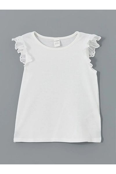 LC Waikiki Lcw Kids Pink Crew Neck Cropped Combed Cotton Girls Blouse