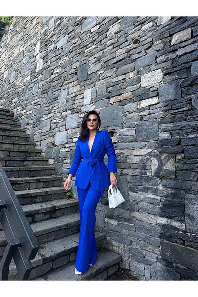 Bella Breeze Women's Belted Jacket Pants Suit