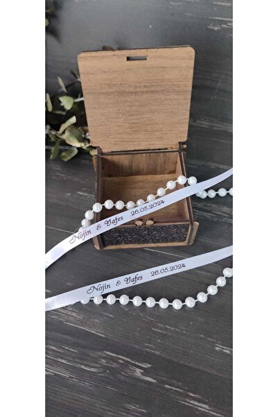 hoby shop Kutuda Isme Özel Yüzük Kurdelesi - Incili Söz-nişan Kurdelesi - Söz...