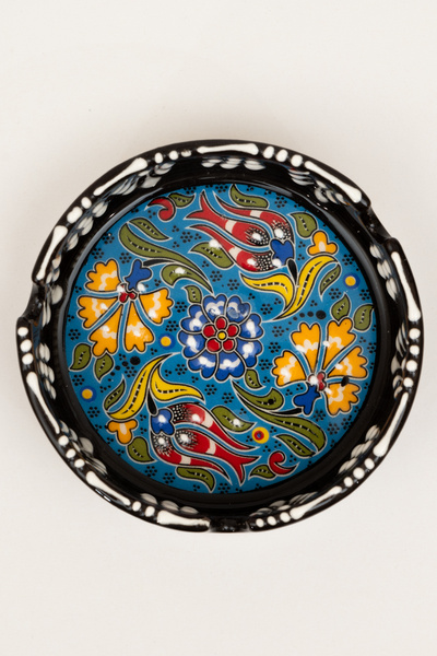 Sarn Patterned Round Ceramic Ash Plate 1 Piece