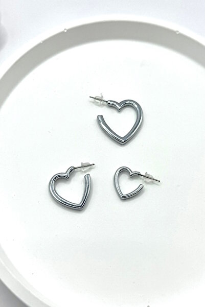 DEMOKAN أقراط نسائية مكونة من 3 أقراط على شكل قلب مقصوصة