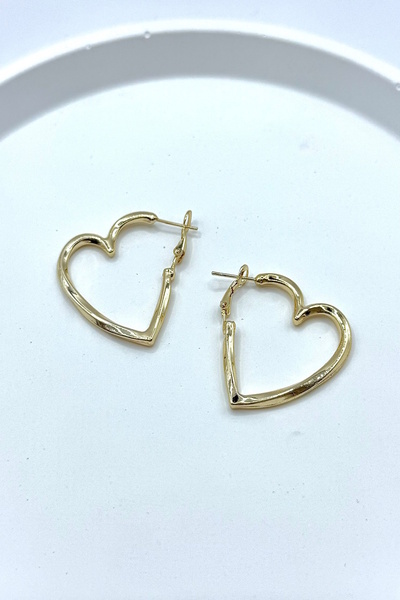 DEMOKAN Women's Earrings Thick Hoop Heart Earrings