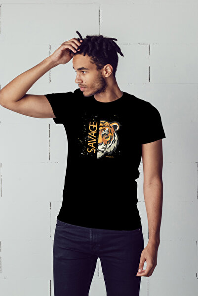 cc collection Tricou supradimensionat pentru bărbați cu imprimeu Savage Tiger