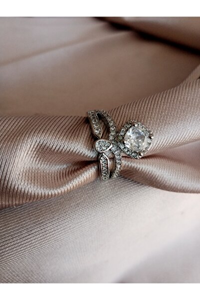 Pervin Ablacım Stylish Design Adjustable Ring with Silver Double Stones