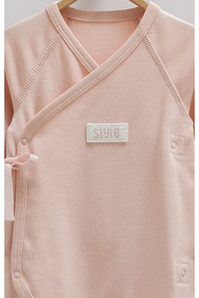 Caramell Baby Girl Romper - 100% Cotton, Side Snaps (0-1-3 Months with Booties), 3-6 Months Without Booties