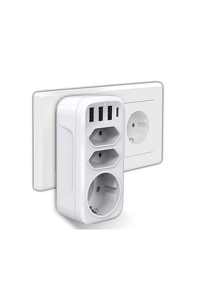 Monte Lua 7 in 1 Multi Socket, USB Socket, Multi Socket with Type-C + 3 Usb,