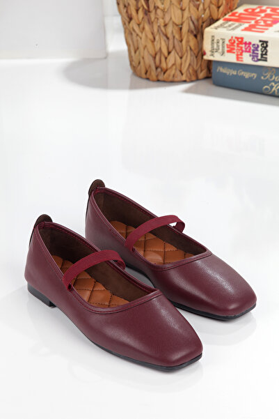 No 35 Beyaz Kare Burunlu Balerin Kadın Babet