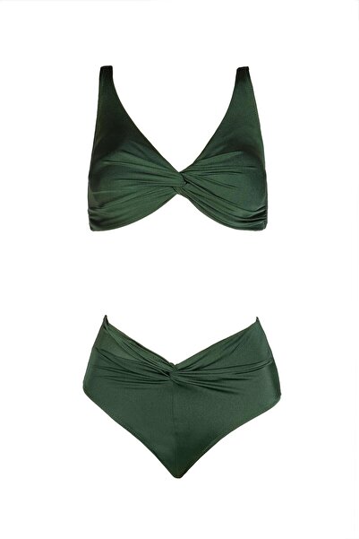 Endeep Kadın Yüksek Bel Yeşil Bikini Takımı
