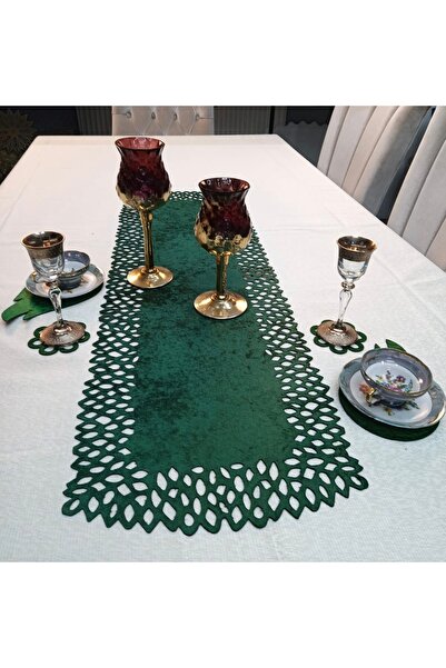 SEHARA KADİFE RUNNER/100X33CM/ARKASI SUNİ DERİ KAPLI/MASA RANIRI