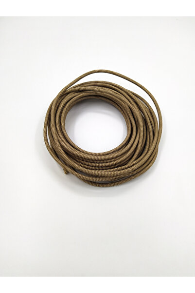 Retro Vitrini Dekoratif Örgülü Kumaş Kablo Zigzag Sütlü Kahve-Haki Renk 2X0,5...